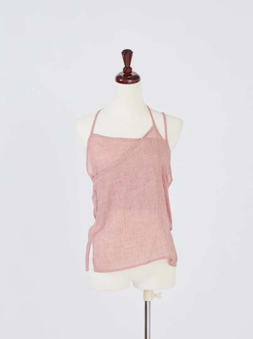 薄紗微透繫帶背心