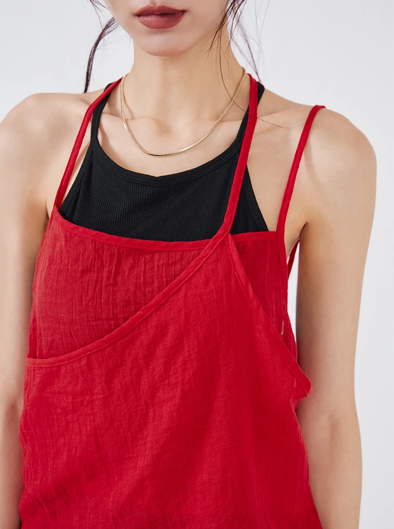 薄紗微透繫帶背心