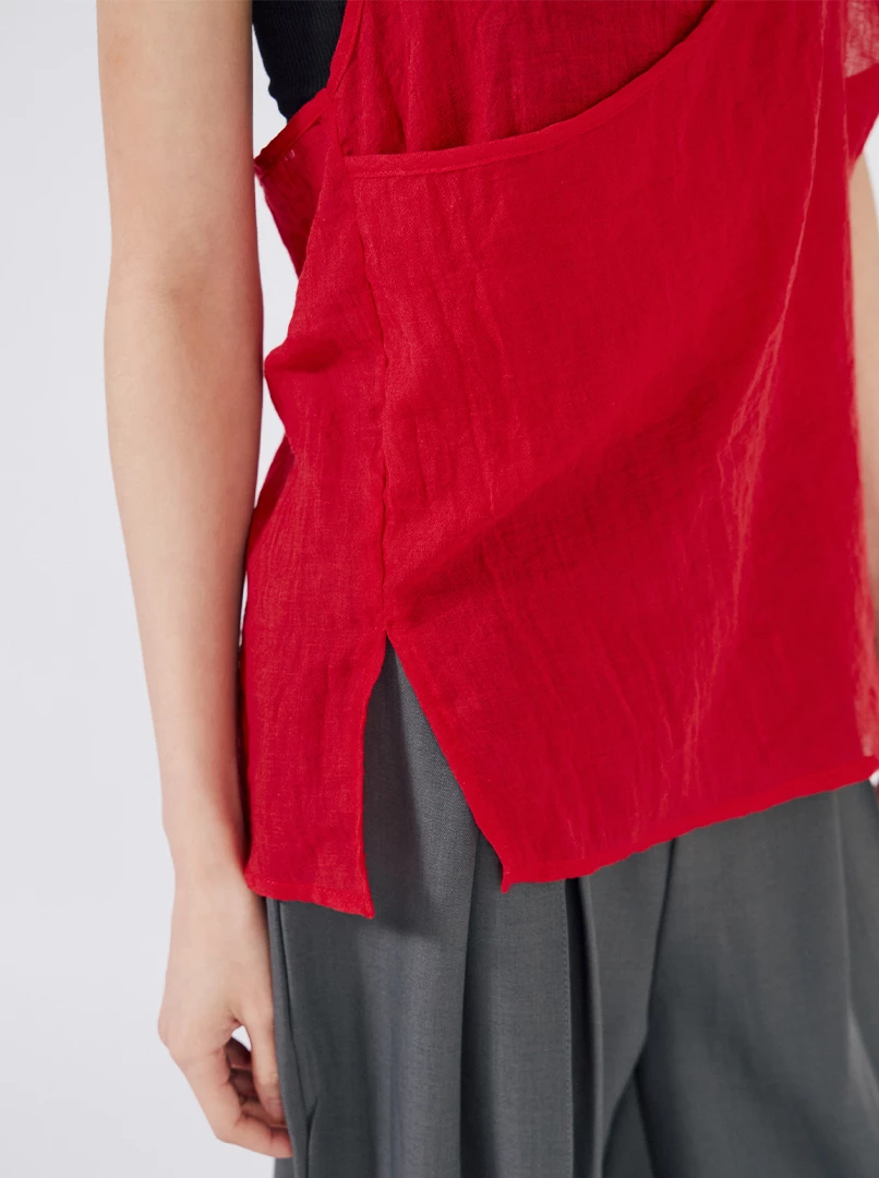 薄紗微透繫帶背心