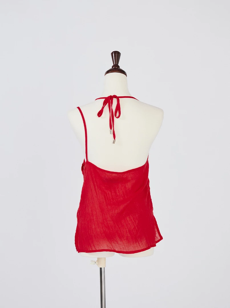 薄紗微透繫帶背心
