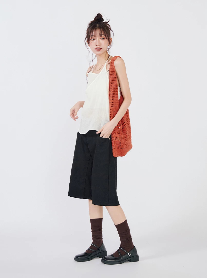 薄紗微透繫帶背心