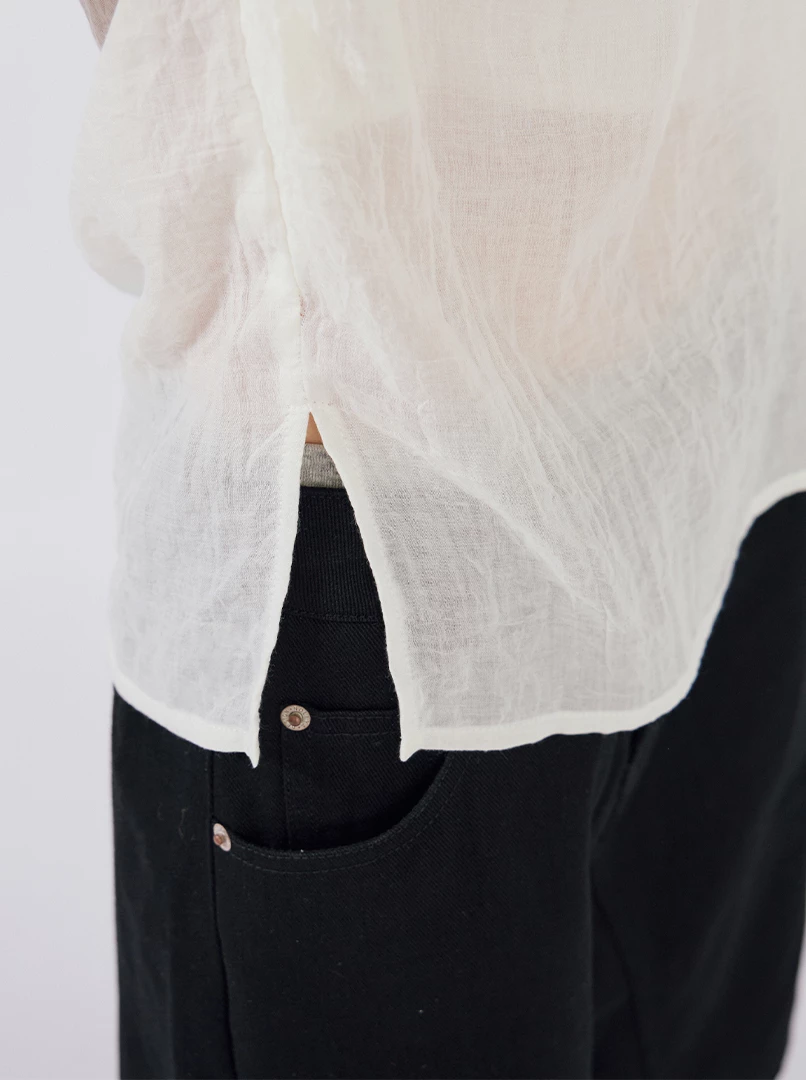 薄紗微透繫帶背心