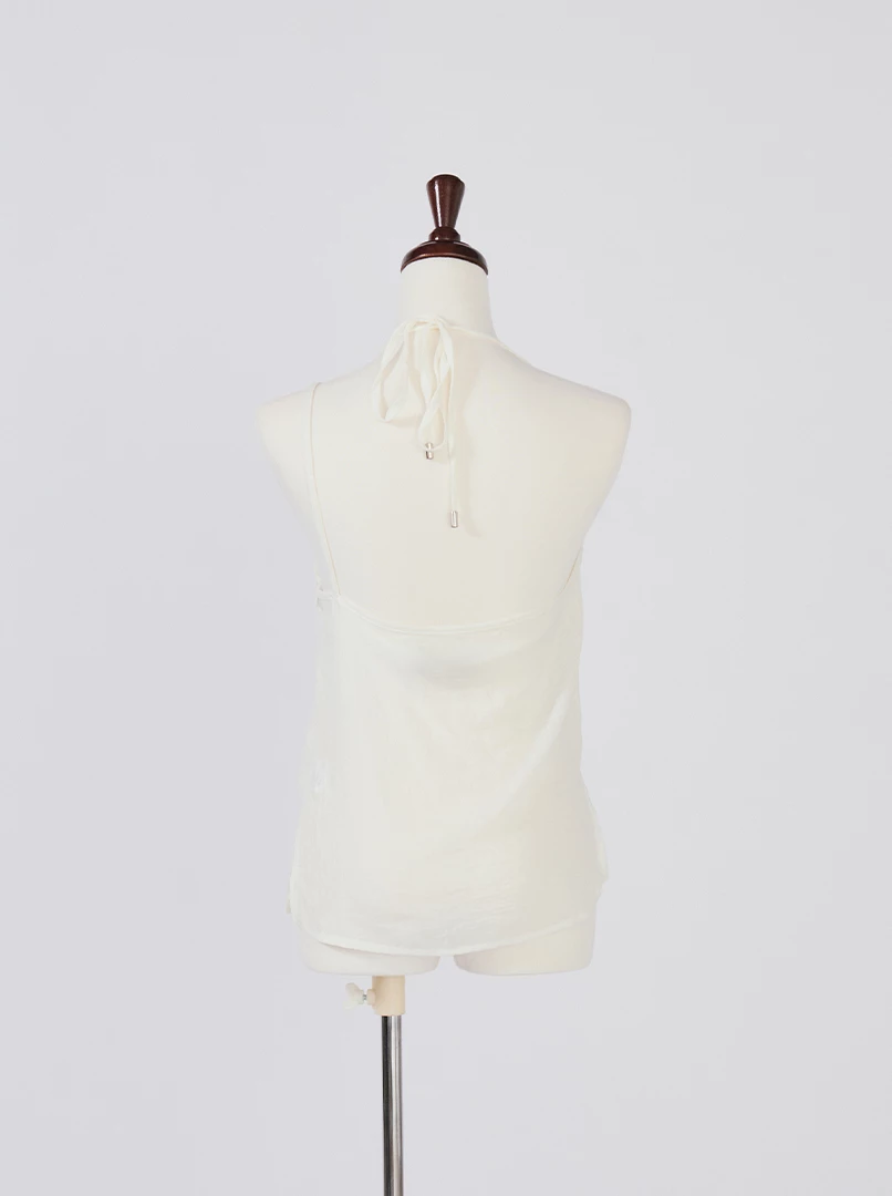 薄紗微透繫帶背心