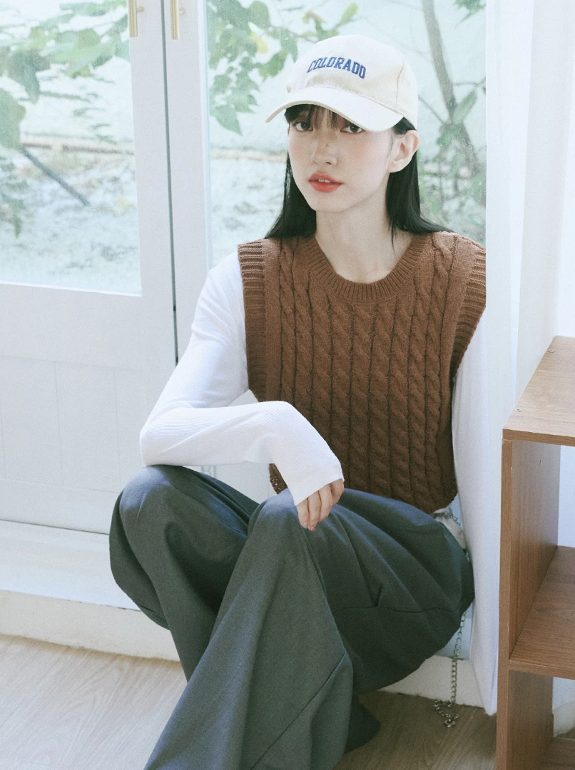 麻花針織馬甲背心