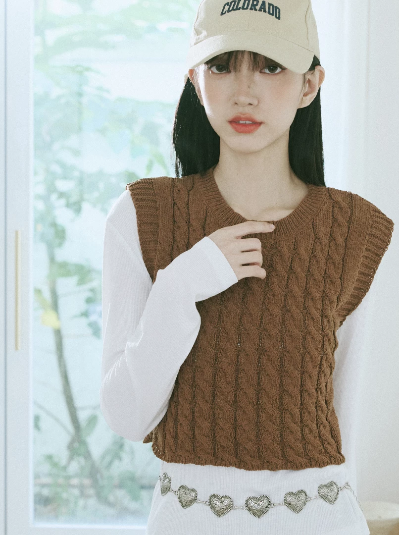麻花針織馬甲背心