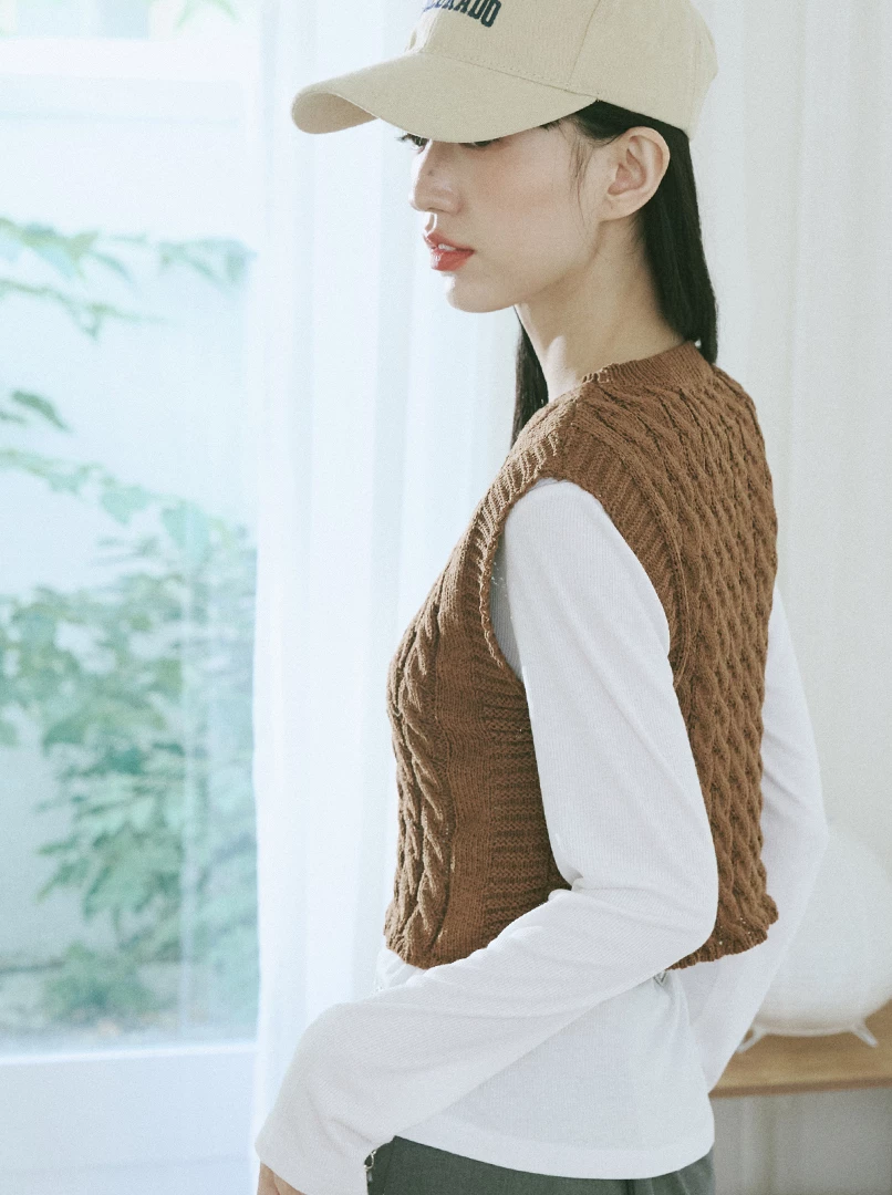 麻花針織馬甲背心