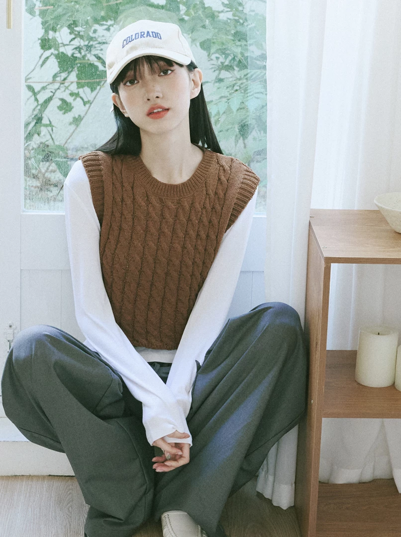 麻花針織馬甲背心