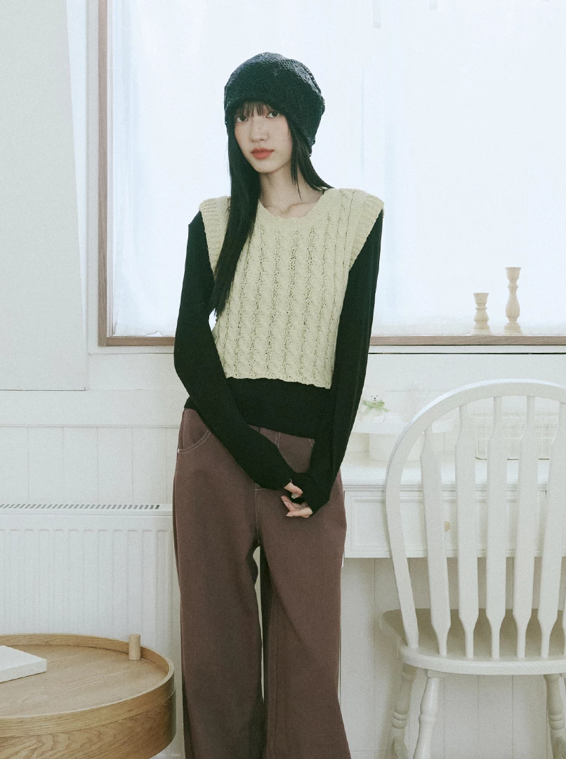 麻花針織馬甲背心