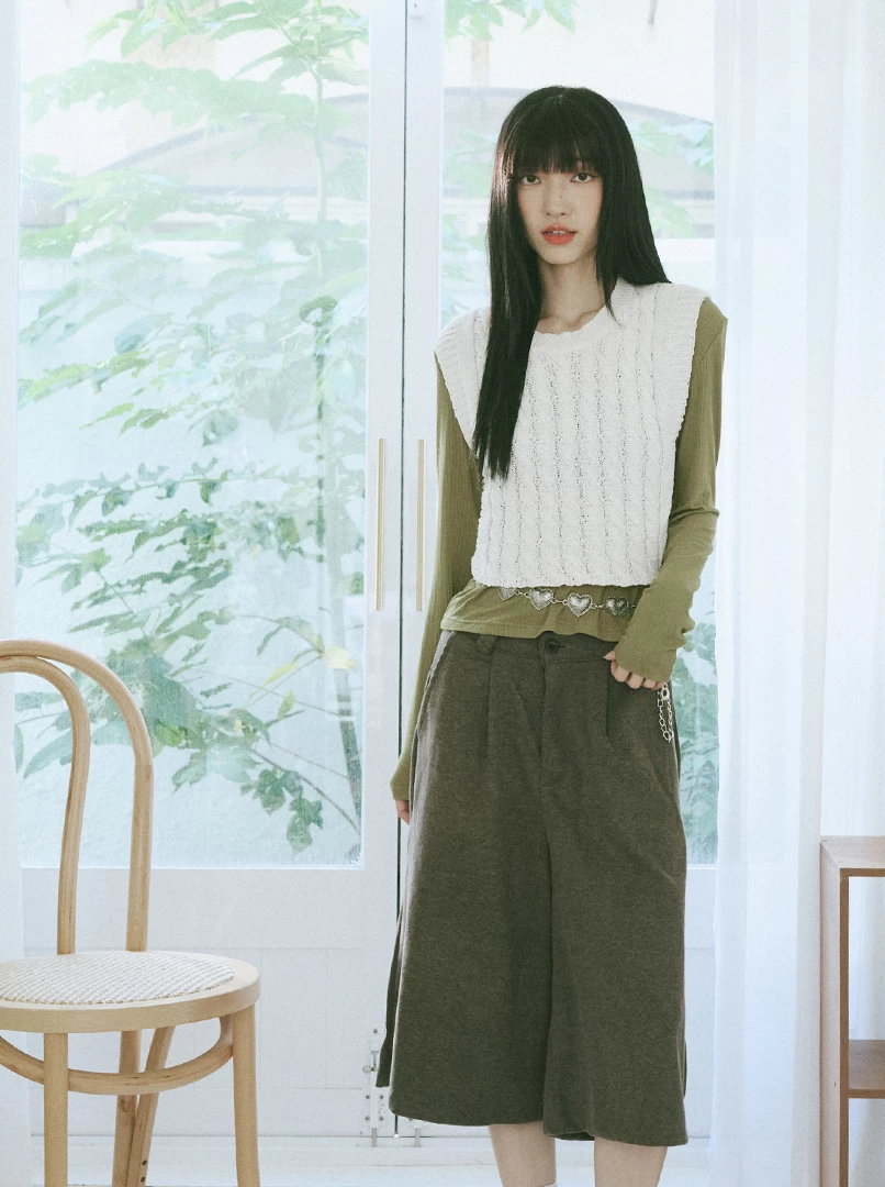 麻花針織馬甲背心