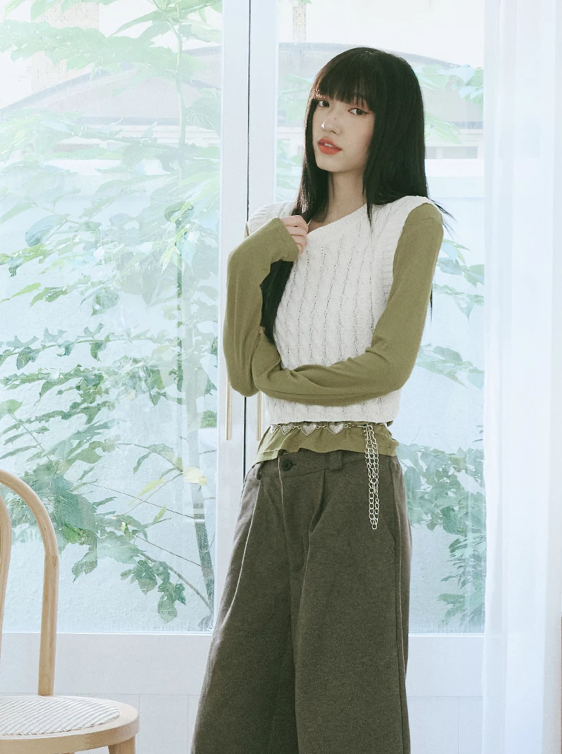 麻花針織馬甲背心