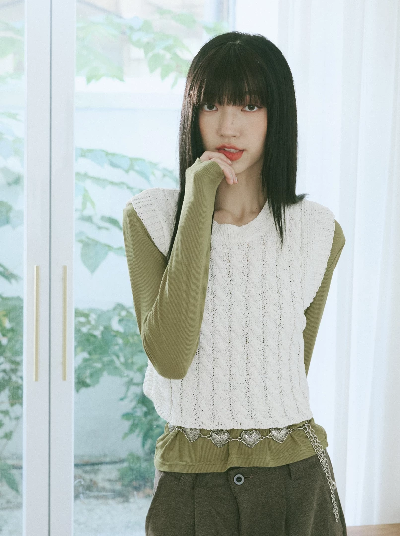 麻花針織馬甲背心