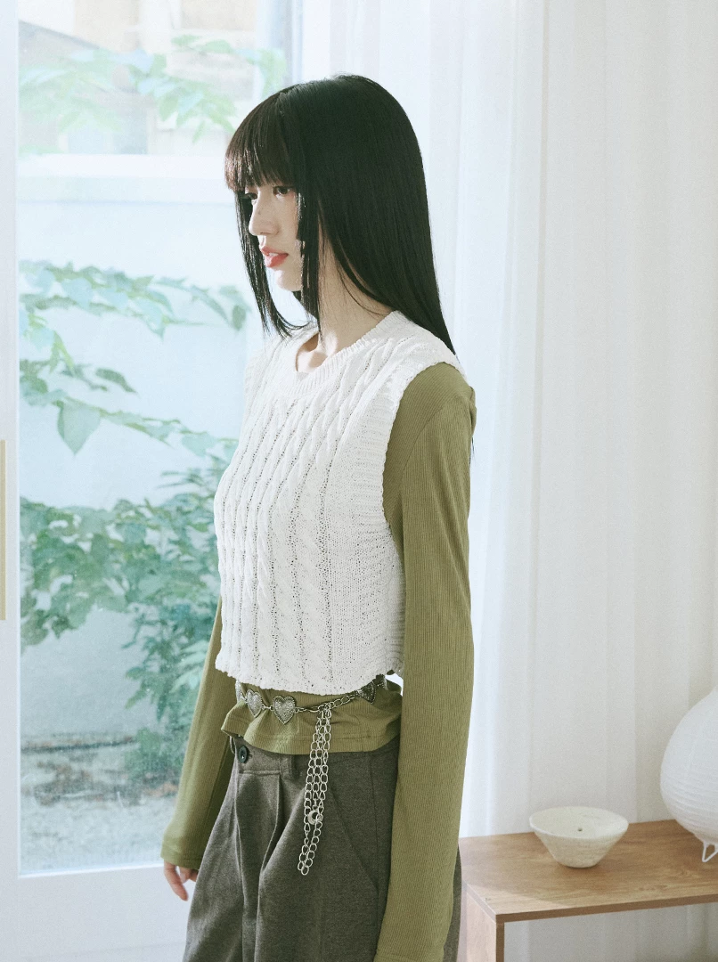 麻花針織馬甲背心