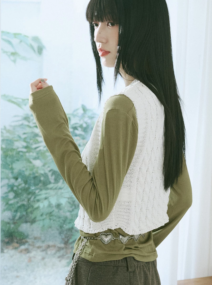 麻花針織馬甲背心