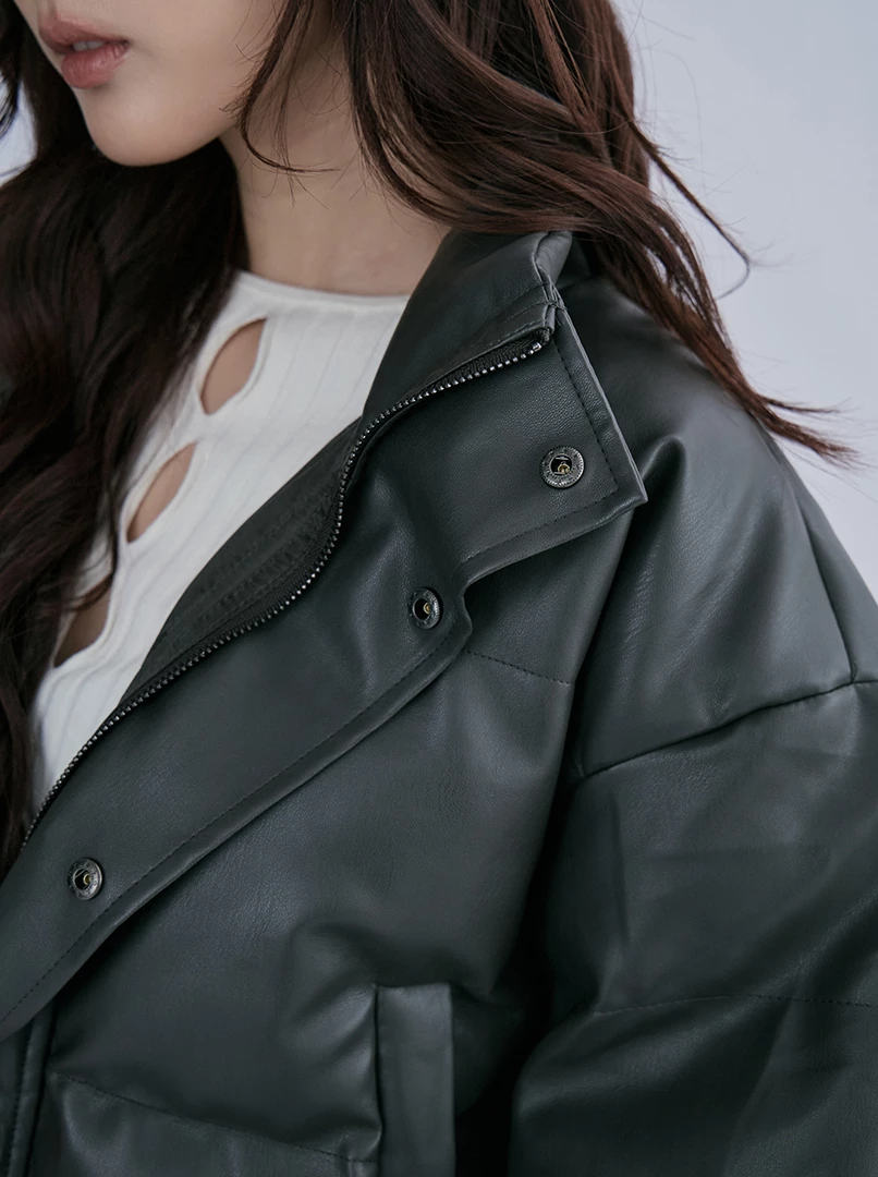 立領皮質短外套