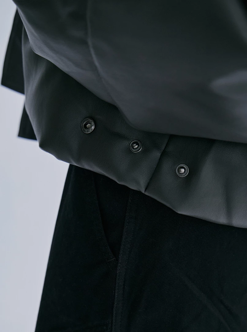 立領皮質短外套