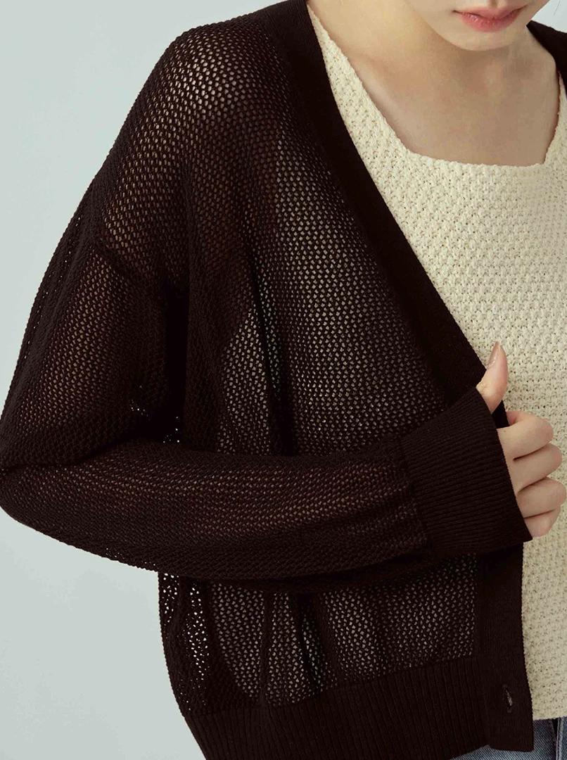V領縷空針織罩衫
