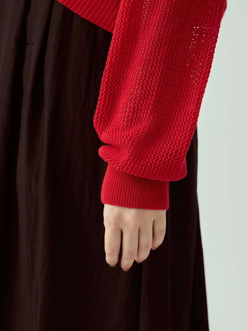 V領縷空針織罩衫