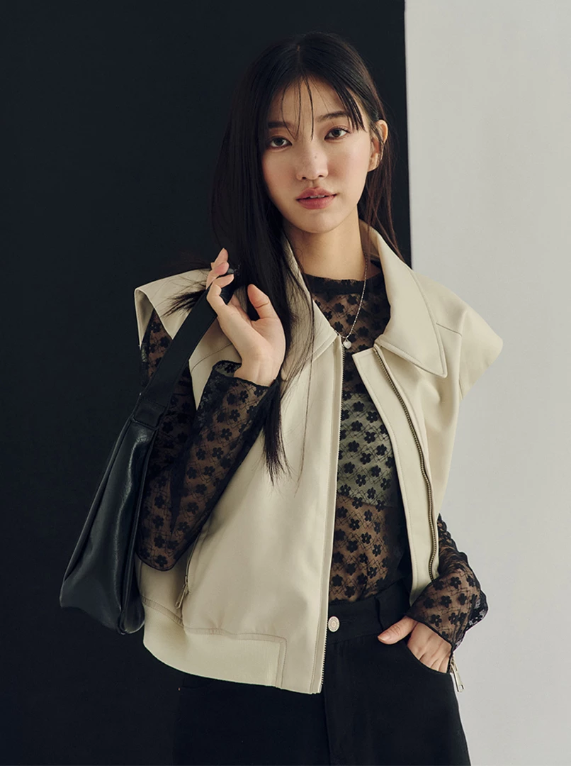 短版拉鍊皮革外套