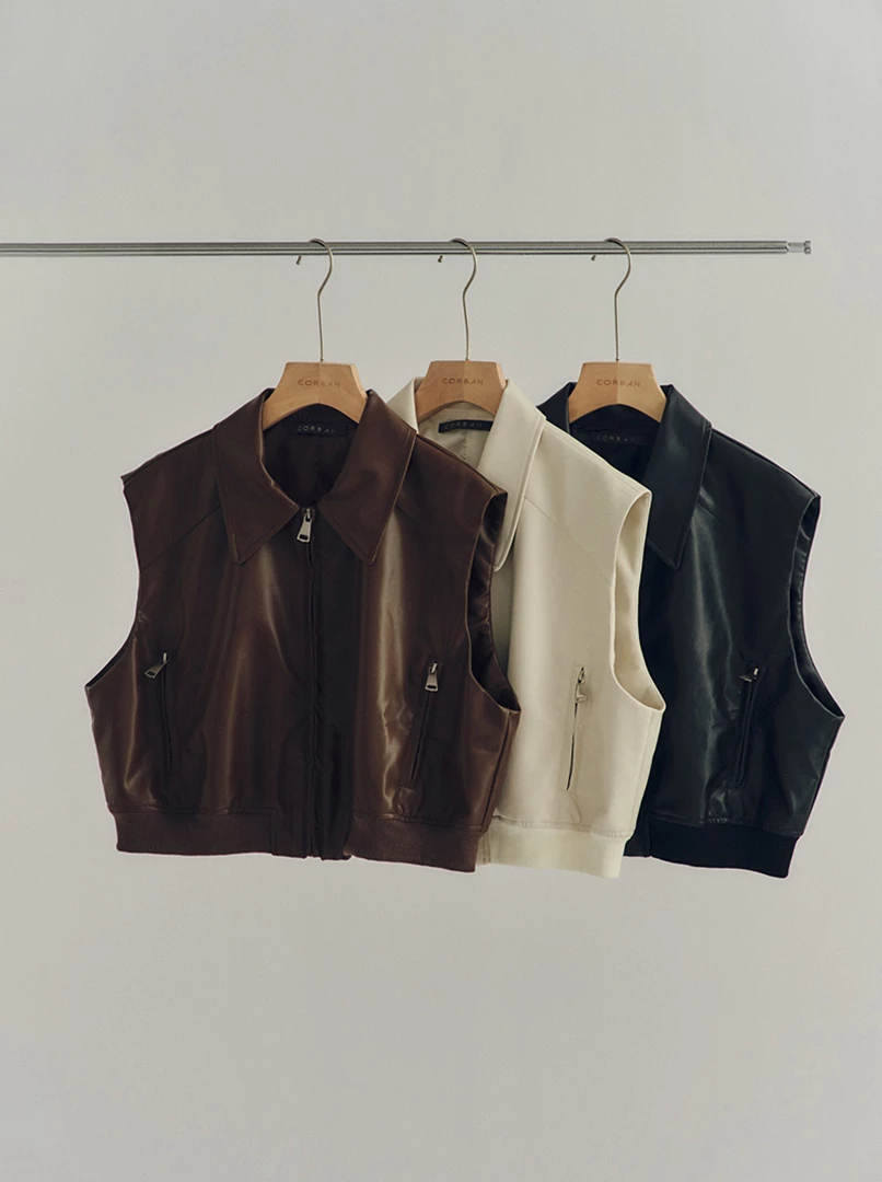 短版拉鍊皮革外套