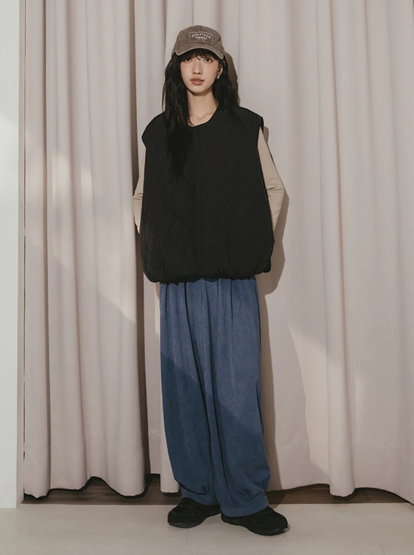 圓領雙面穿鋪棉背心