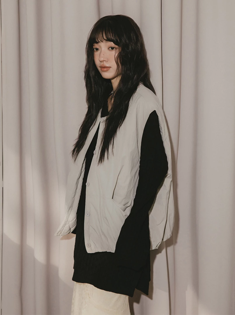 圓領雙面穿鋪棉背心