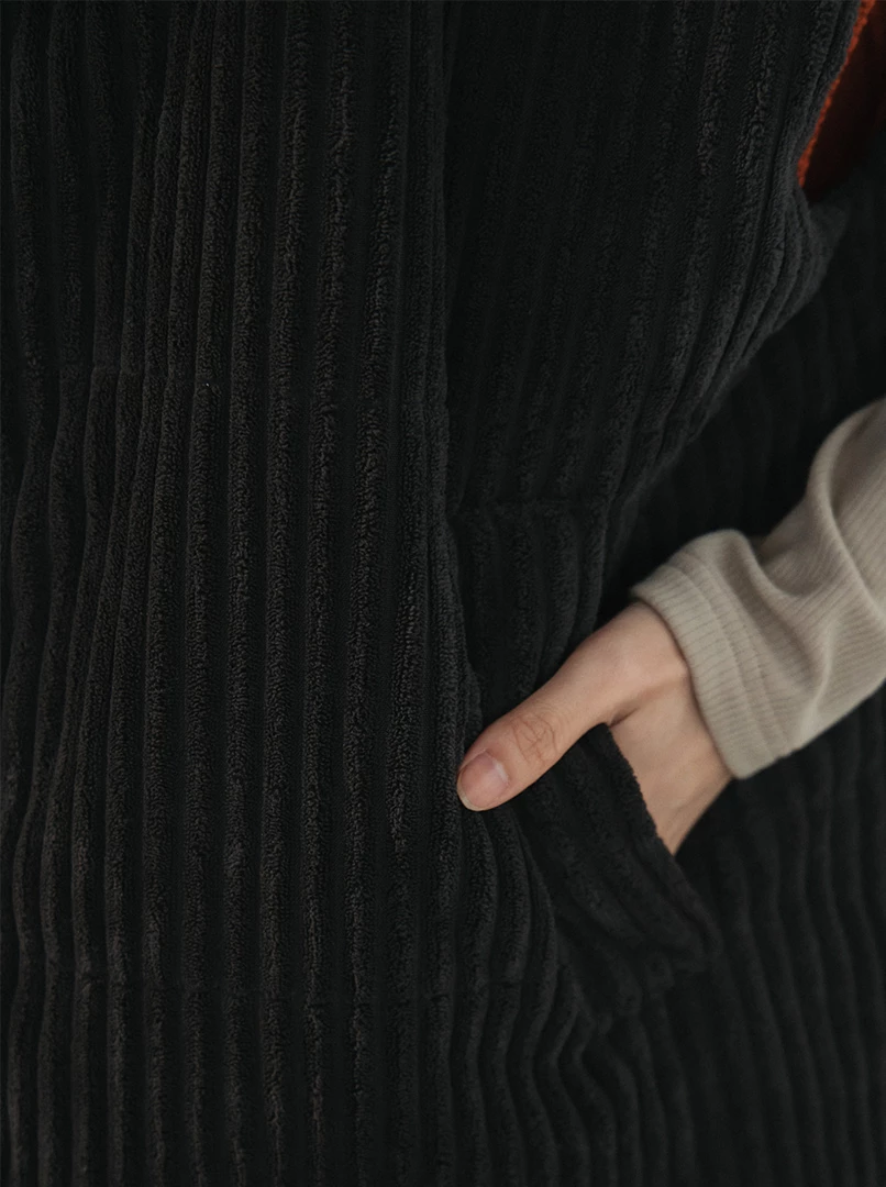 立領燈芯絨鋪棉背心