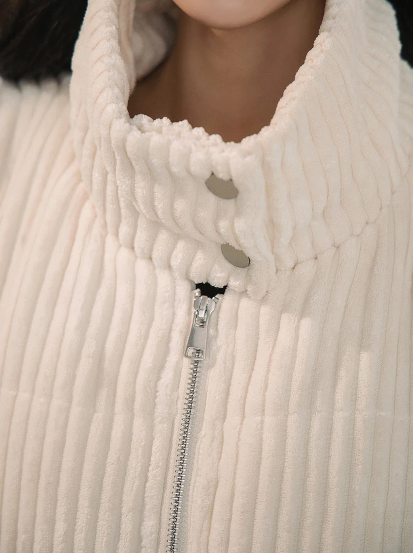 立領燈芯絨鋪棉背心