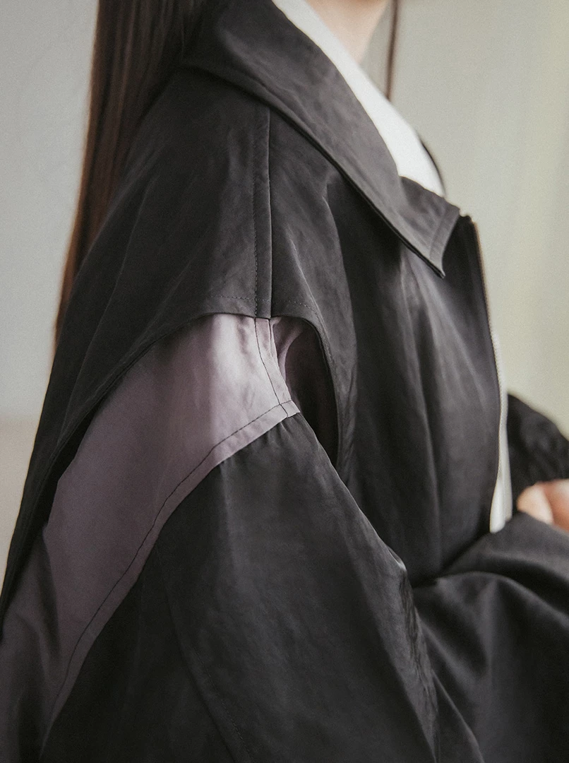 剪接雙頭拉鍊帥性外套