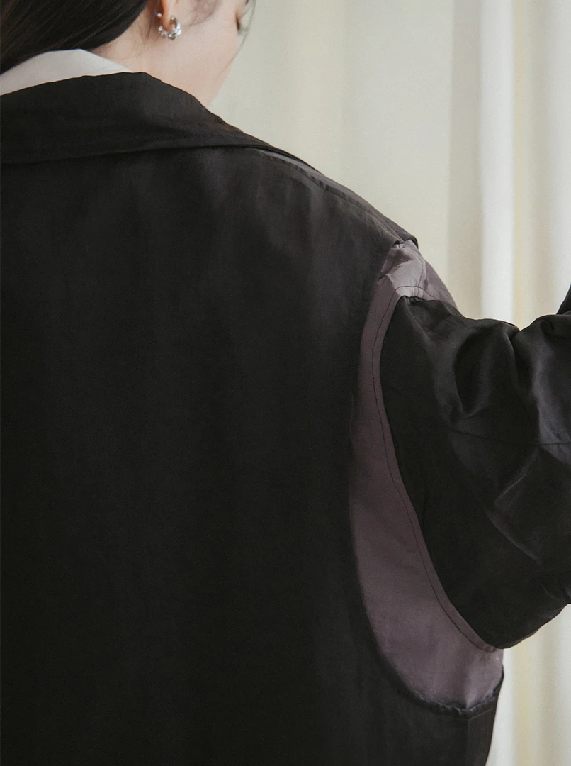 剪接雙頭拉鍊帥性外套