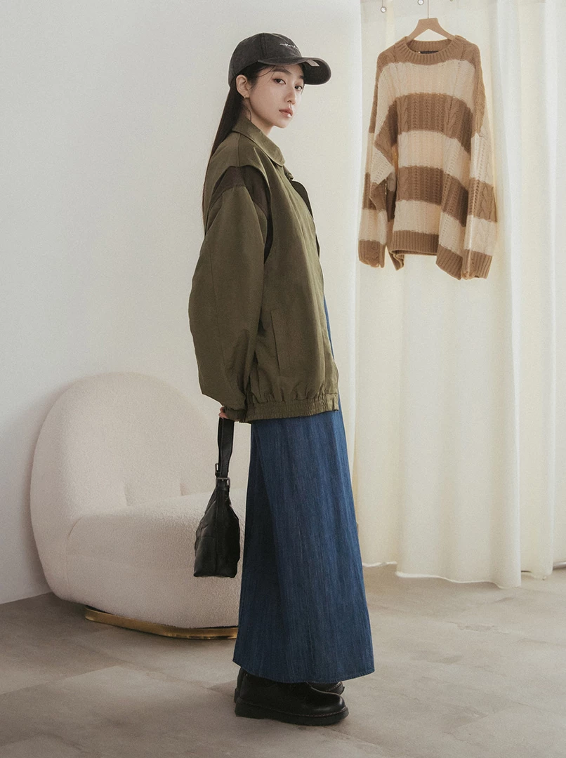 剪接雙頭拉鍊帥性外套