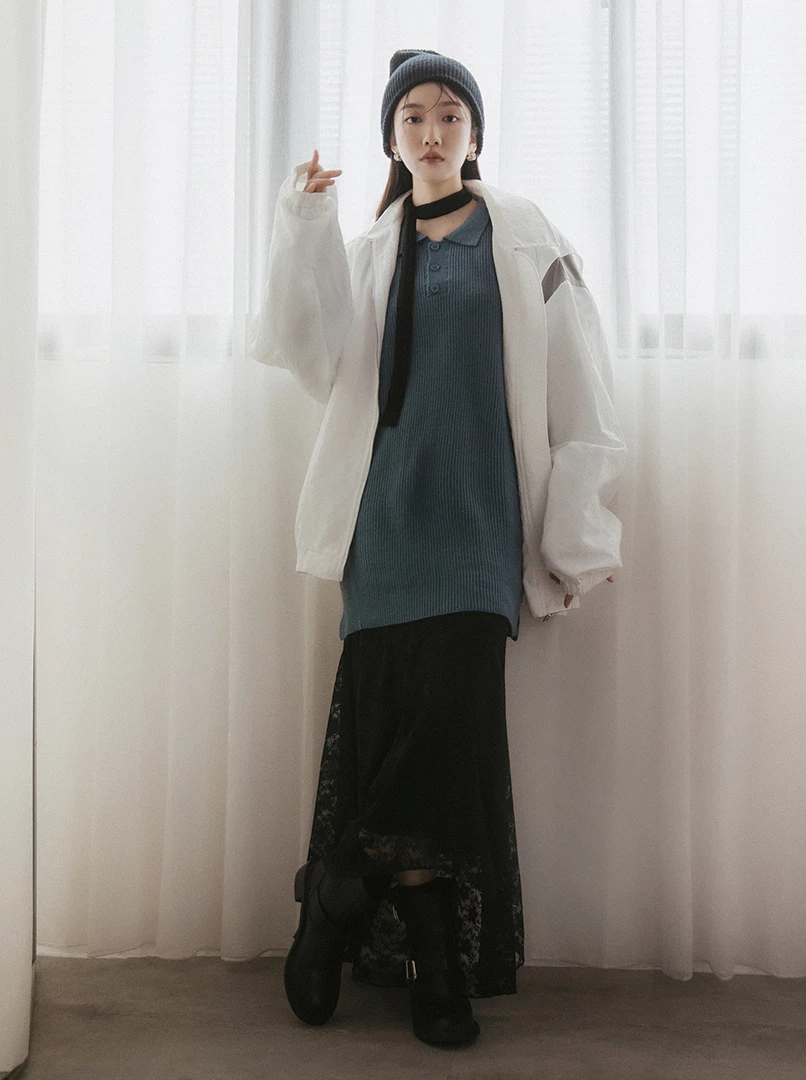 剪接雙頭拉鍊帥性外套