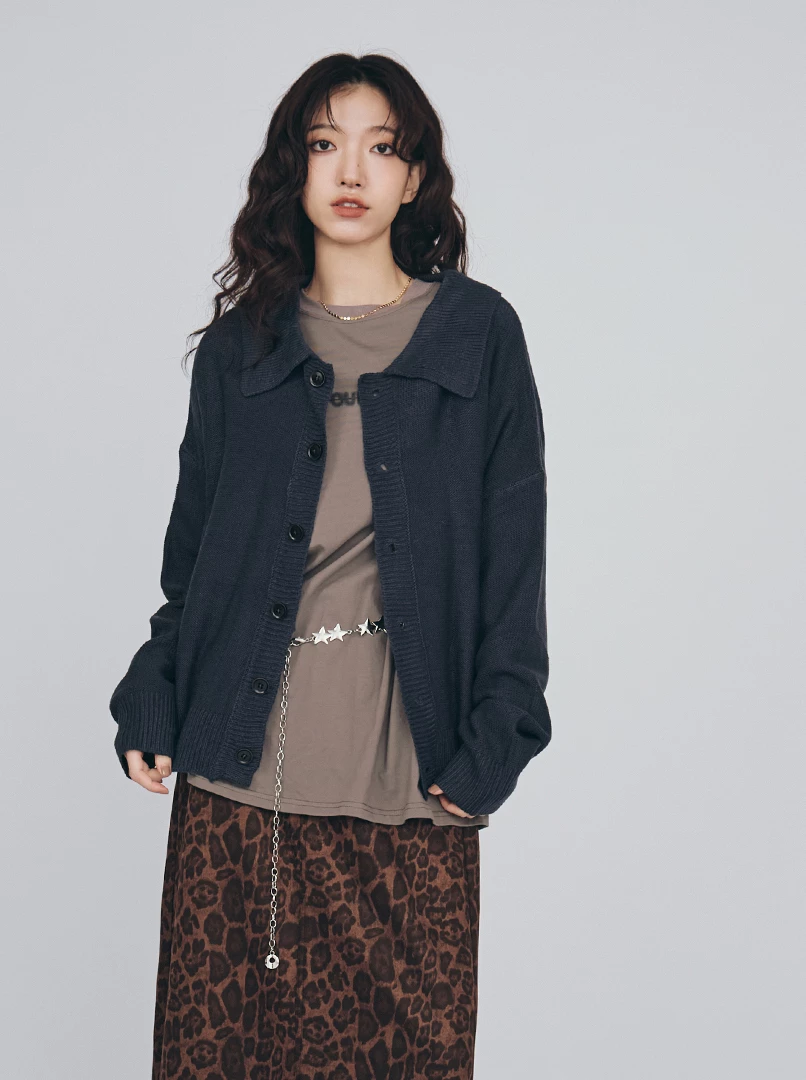 翻領開衫毛衣外套