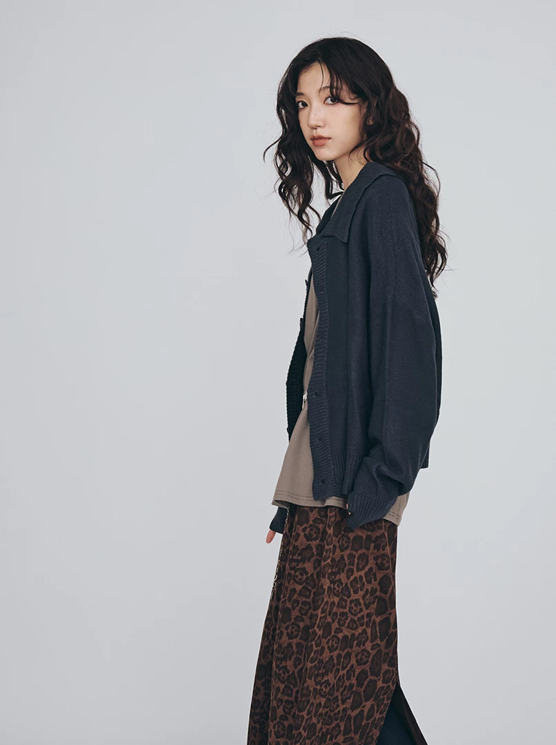 翻領開衫毛衣外套