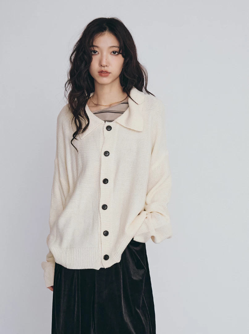 翻領開衫毛衣外套