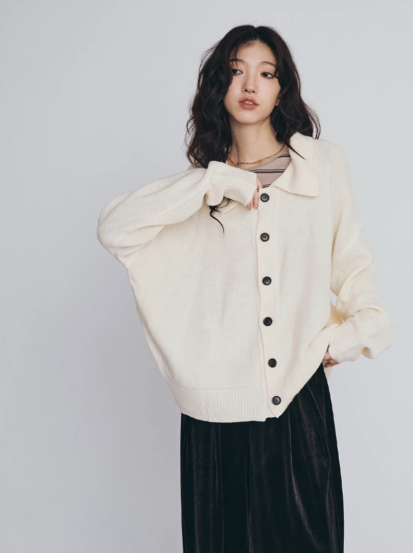 翻領開衫毛衣外套