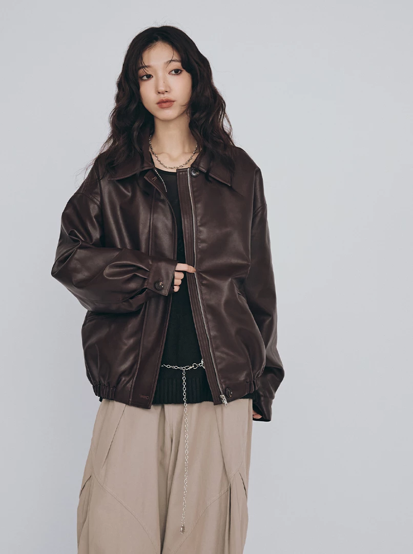 品牌款經典皮衣