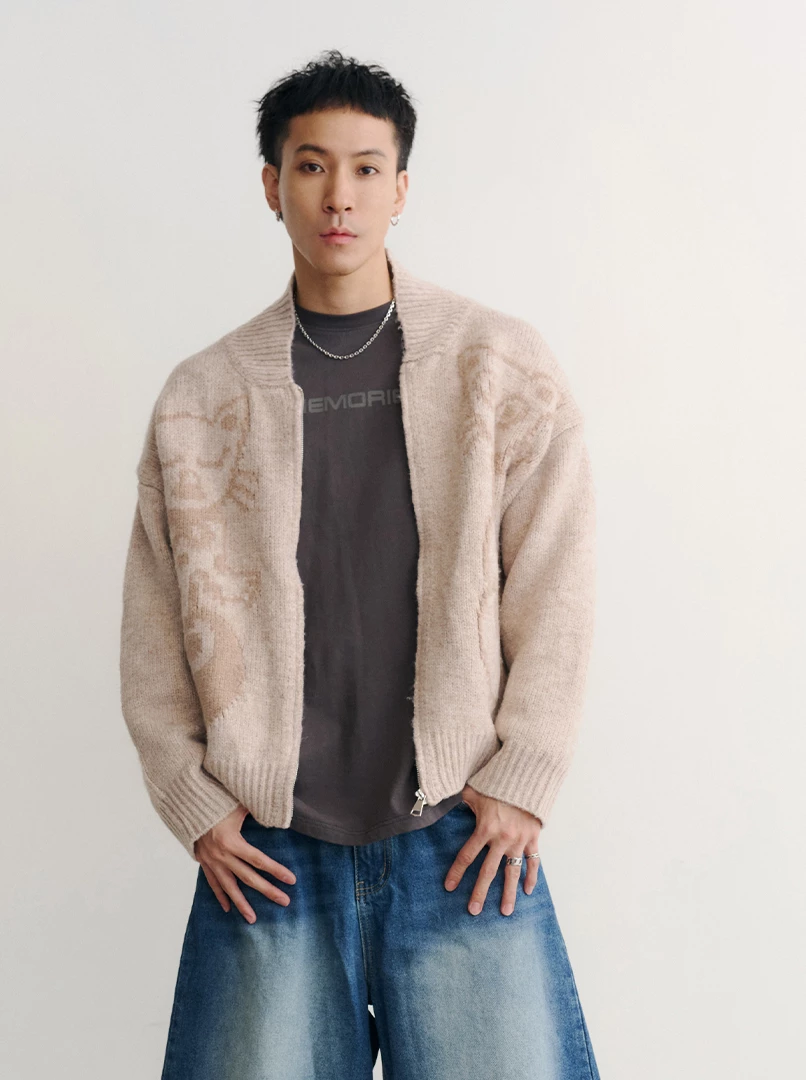 聯名圖案針織外套-Y貓咪