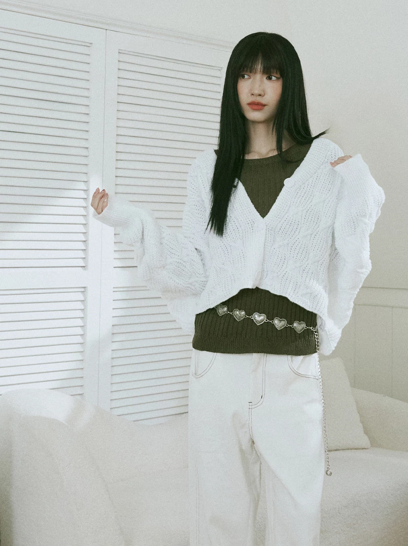 溫柔麻花針織外套