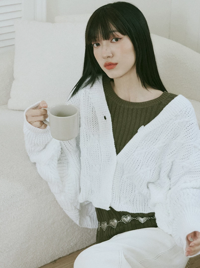 溫柔麻花針織外套