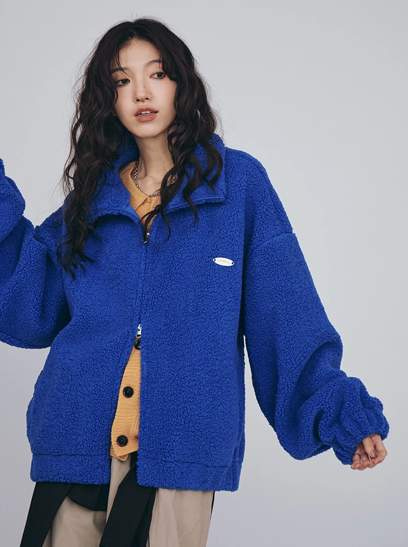 慵懶毛絨雙拉鍊外套