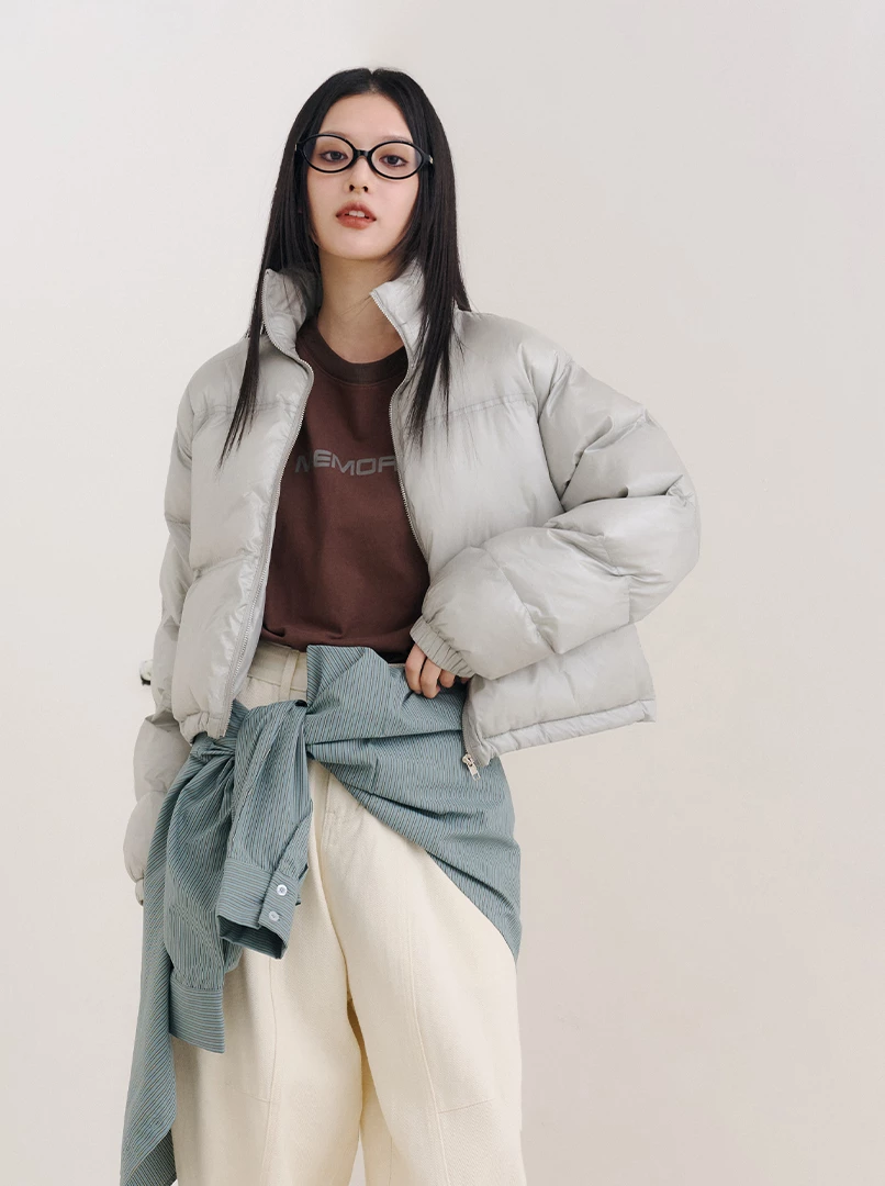 科技感立領鋪棉短外套