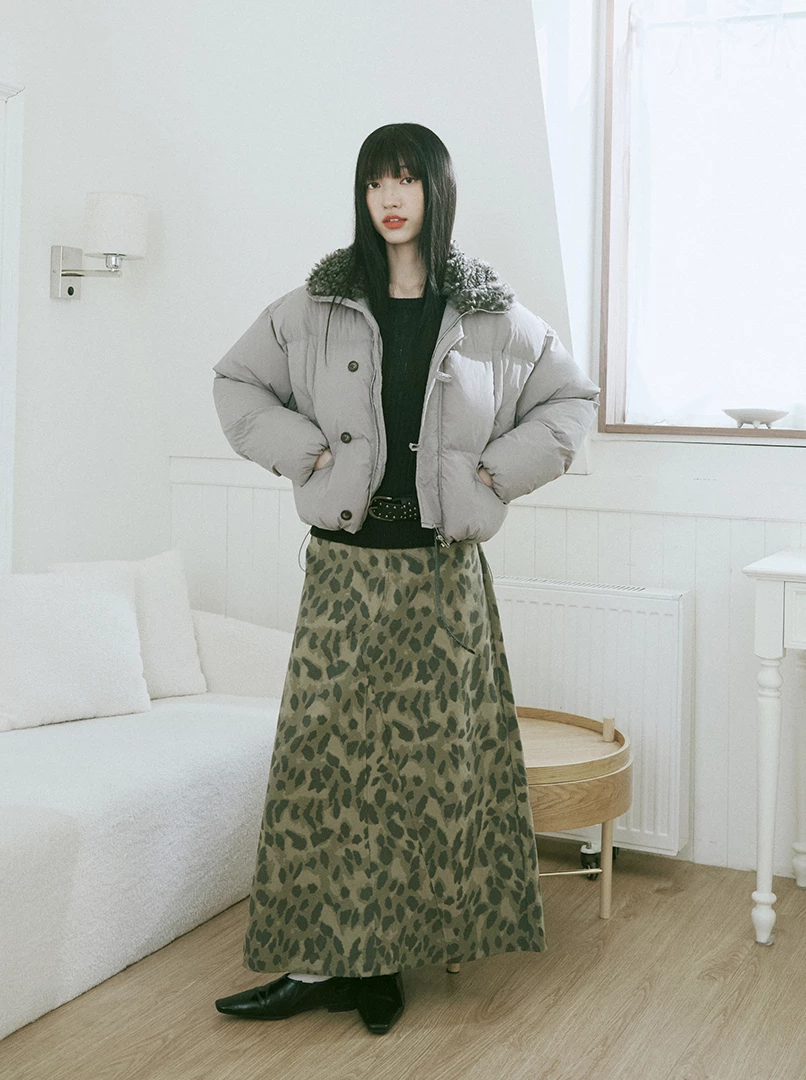 毛領鋪棉短版外套