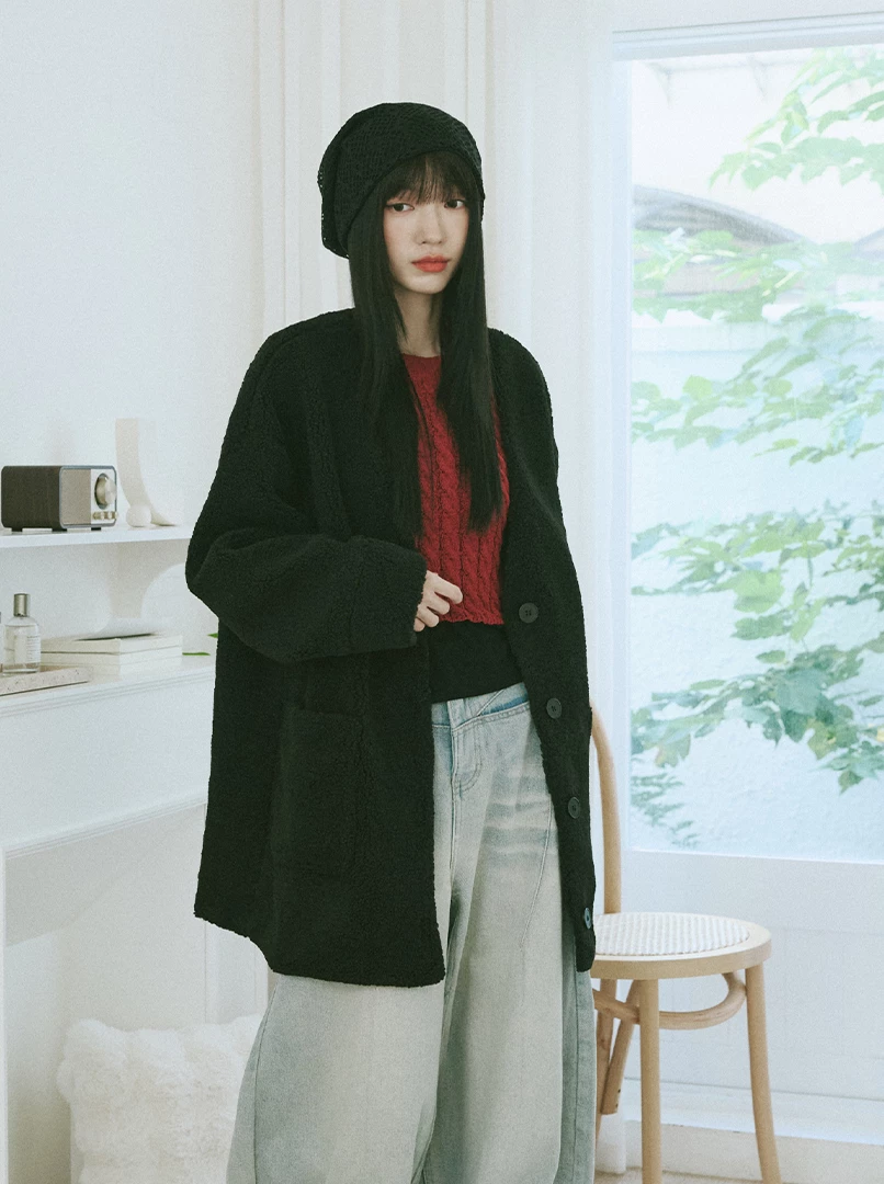 顆粒感毛絨外套