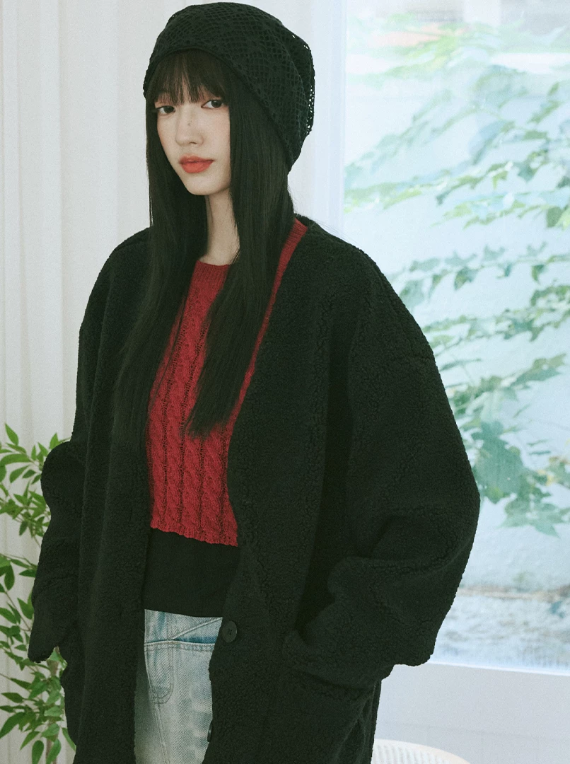 顆粒感毛絨外套