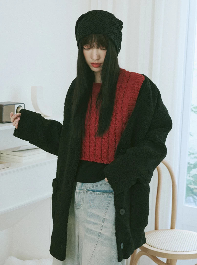 顆粒感毛絨外套