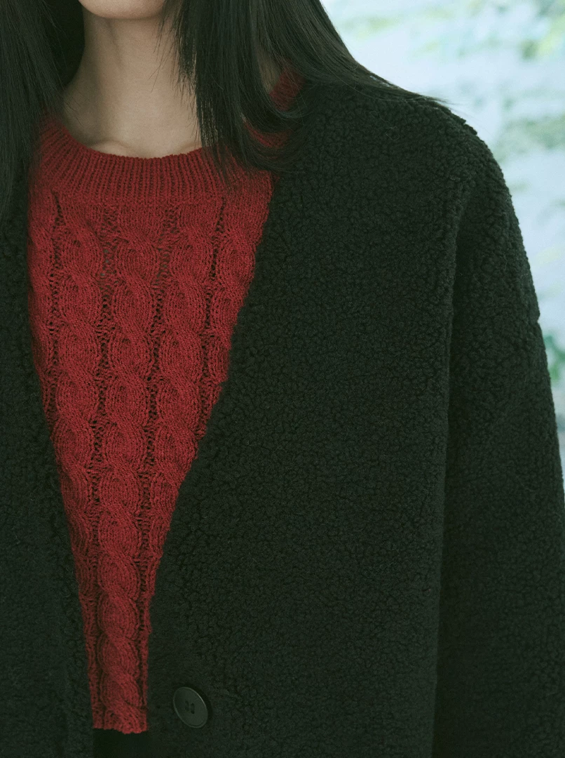 顆粒感毛絨外套