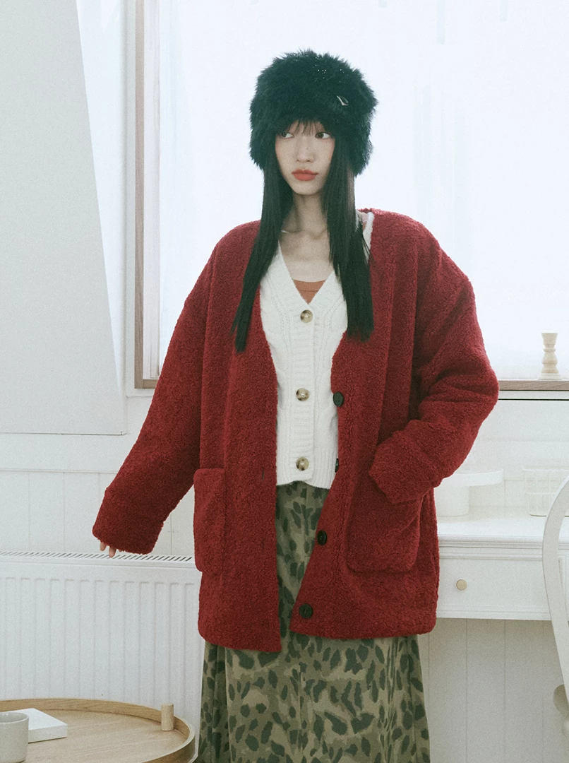 顆粒感毛絨外套