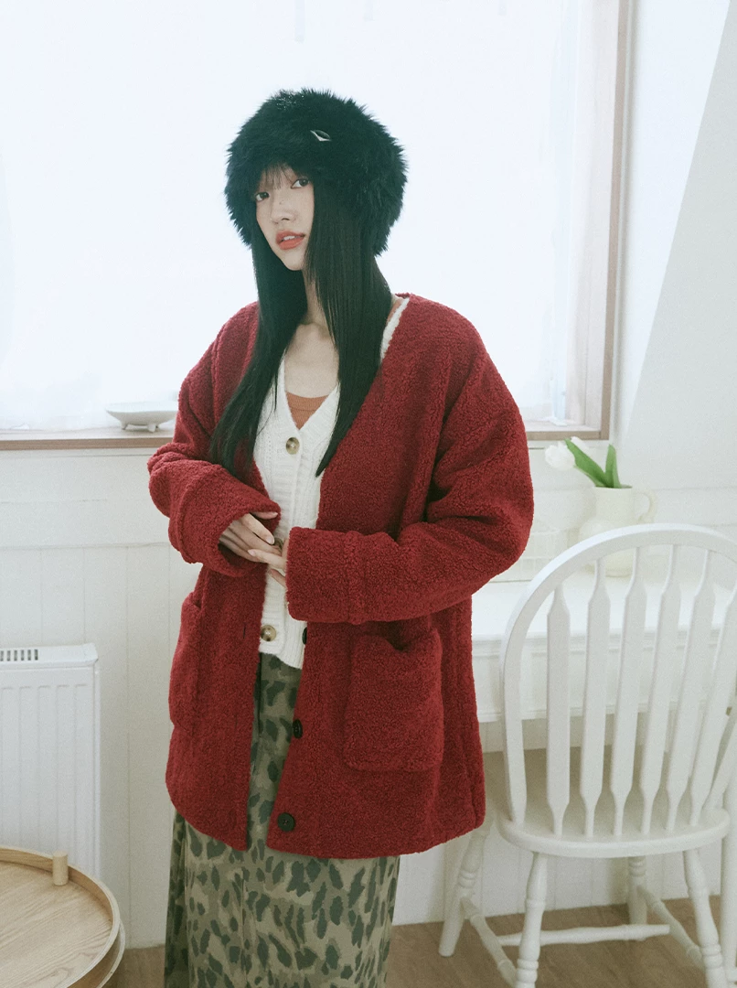 顆粒感毛絨外套