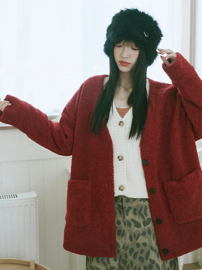 顆粒感毛絨外套