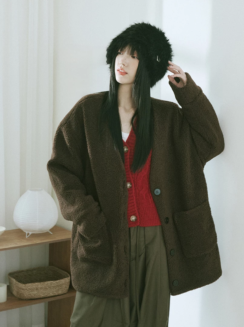 顆粒感毛絨外套